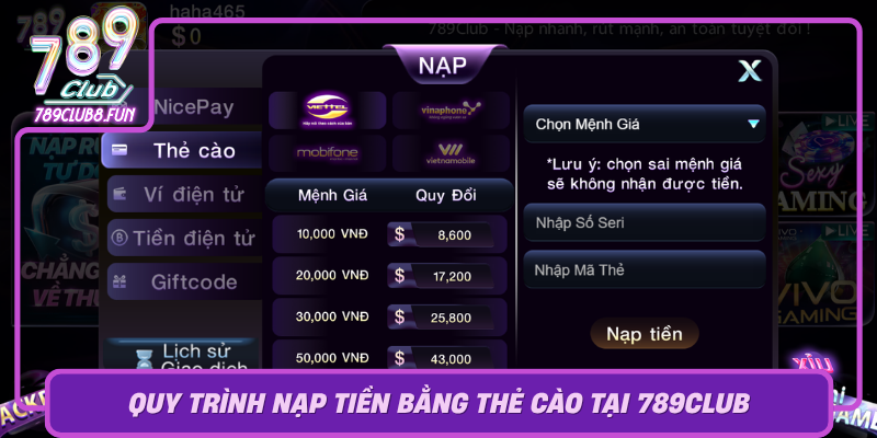 Quy Trinh Nap Tien Bang The Cao Tai 789Club0